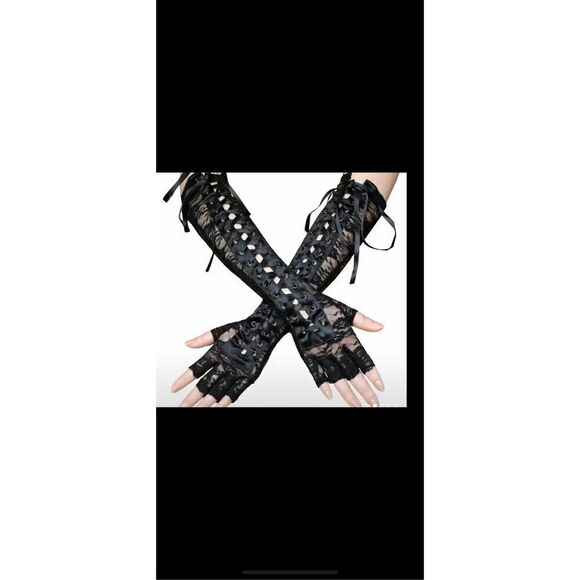 No Brand Accessories - Black corset, long gloves lace up